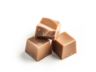 Cubes of milk chocolate bar isolated on white background : Generative AI