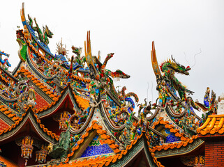 Fototapeta premium close-up of traditional decorations of Taiwan temple