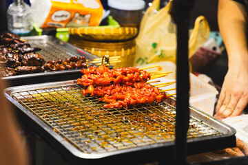 Thai style chicken grilled in Thailand street food