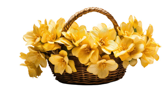Basket of gold flower isolated on a transparent background