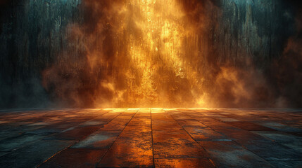 Interior wall and Background for architectual presentation ideas and concepts, creative space dark and moody neon glowing space