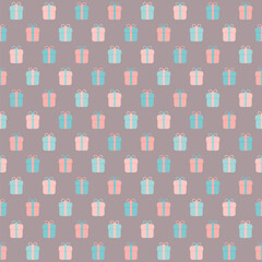 pink blue holiday gifts. vector seamless pattern. pastel repetitive background. fabric swatch. wrapping paper. continuous design element for textile