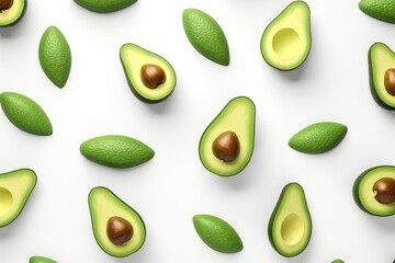 Avocado Wallpaper, Whimsically Designed on an Isolated White Surface, Generative AI