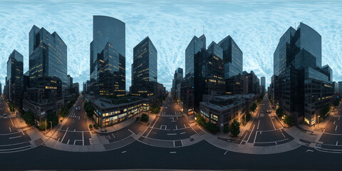 Night evening city street 360 degree HDRI map © alemstar