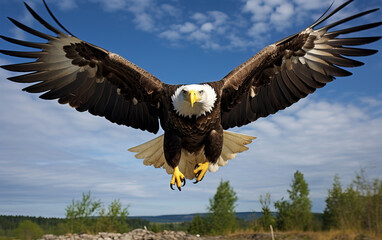 Obraz premium Eagle flying with wings spread,created with Generative AI tecnology.