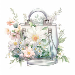 Beautiful floral handbag illustration,created with Generative AI tecnology.