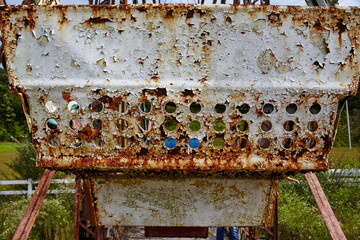 Rusted Agricultural Machine Texture in Rural Decay