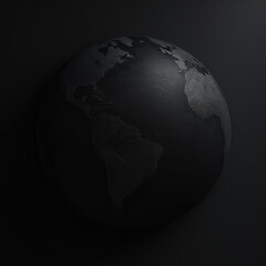 Gray earth model on black background,created with Generative AI tecnology.