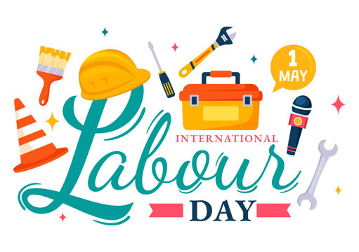 International Labor Day Vector Illustration on 1 May with Different Professions and Thank You to All Workers for Your Hard Work in Flat Background