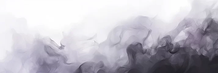 Foto op Plexiglas black smoke on bwhite background, black watercolor waves, streaks and spots of paint and ink on a white background, smoke overlay layer © Nice Seven