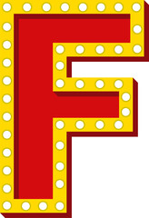 Retro Cinema Light Letter Alphabet F