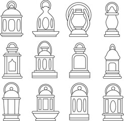 Set of Lantern Icons. Vector Illustration