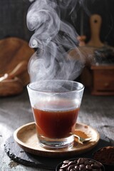 hot coffee on the table