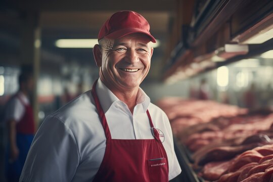 A happy meat industry supervisor, 