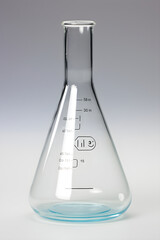 Transparent Glass Erlenmeyer Flask with Graduations in a Laboratory Setting