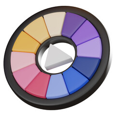 Vibrant Creativity, 3D Icon of Color Wheel Artistic Design Icon. 3D render