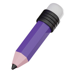 Pencil Icon for Learning and Creativity. 3D Render