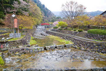 Fototapeta na wymiar Ujo Park in Gero onsen town, Gifu prefecture, Japan.