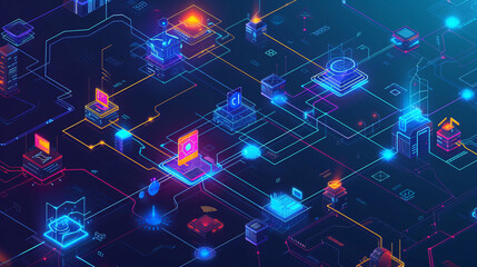 Digital Network Connectivity, Internet of Things (IoT) Concept, Cybersecurity Network