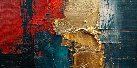 Thick strokes of gold oil paint on a coarse linen canvas, embodying a dramatic and tactile display of artistic depth
