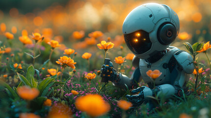 Humanoid Robot Gardening, AI and Nature Interaction, Robotic Environmental Care