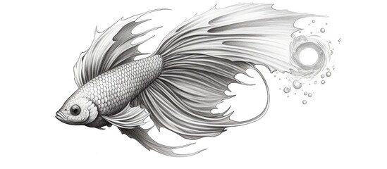 Half moon betta fish illustration