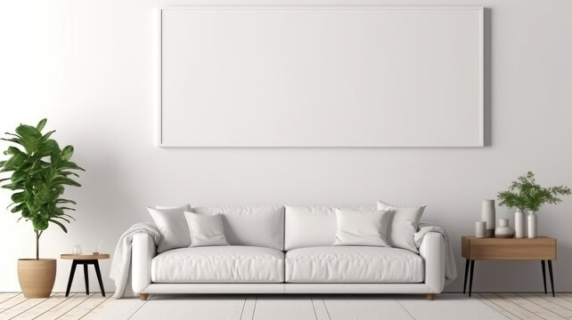 Mockup wall mounted with decoration in living room and white wall.