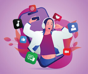 social media influencer vector illustration