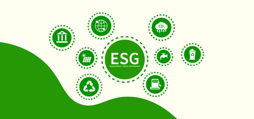 ESG icon concept for environment, society and governance in sustainable business and green business. on a white background