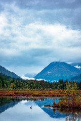 View of Tern Lake in fall season, Moose Pass, Alaska.