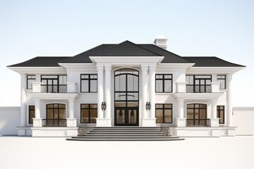 Elegant Suburban Mansion, Featured on a Clean White Background, Generative AI