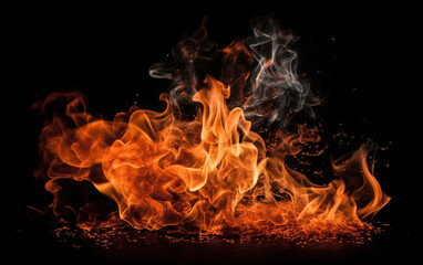 Obraz premium flames on black background,created with Generative AI tecnology. 