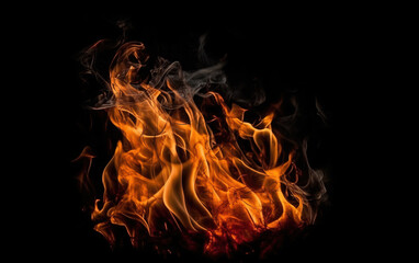Fototapeta premium flames on black background,created with Generative AI tecnology. 