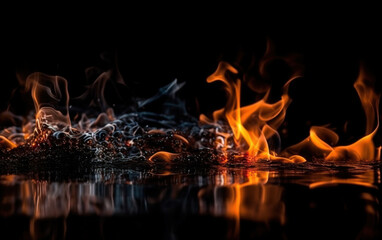 flames on black background,created with Generative AI tecnology.
