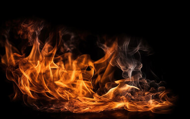 Fototapeta premium flames on black background,created with Generative AI tecnology. 