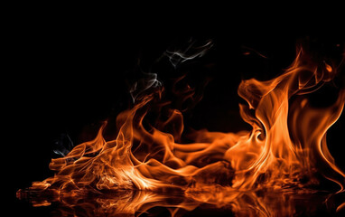 flames on black background,created with Generative AI tecnology.
