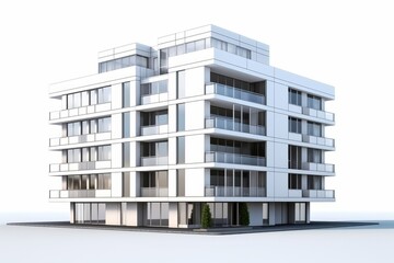 Modern Office Building Exterior, Highlighted on an Isolated White Canvas, Generative AI