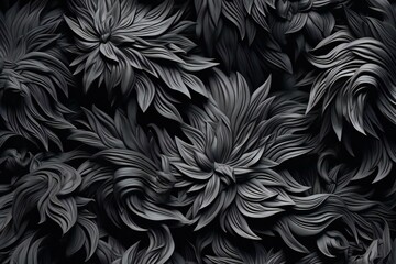 Black abstract flower background