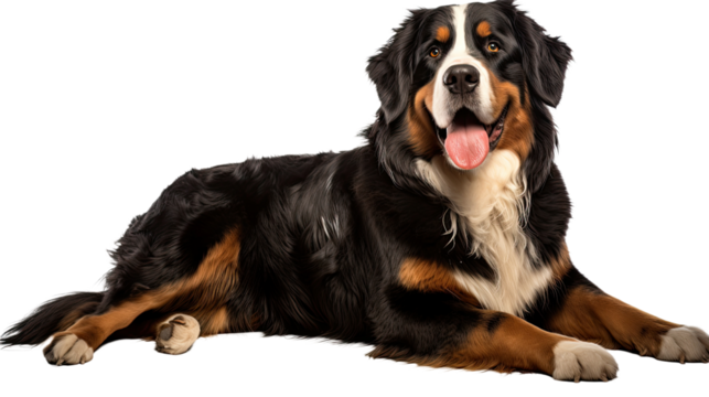 Bernese Mountain dog isolated on a transparent background