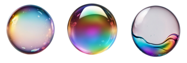Transparent Colorful Soap Bubble on Transparent Background