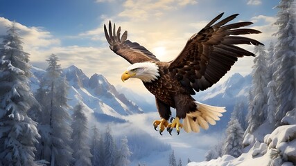 Obraz premium Eagle on the hill american bald eagle in flight eagle flaying in the air