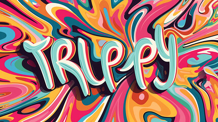 Obraz premium Vibrant 'TRIPPY' Typography on Colorful Psychedelic Background
