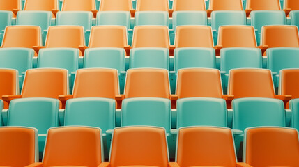 Naklejka premium empty auditorium seats seat, mint and orange