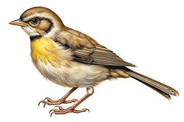 Illustration of a goldfinch bird isolated on a white background - obrazy, fototapety, plakaty