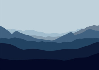 Fototapeta na wymiar panorama landscape with mountains. Vector illustration in flat style.