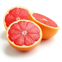 Grapefruit slices isolated on white background cutout,  Citrus fruit