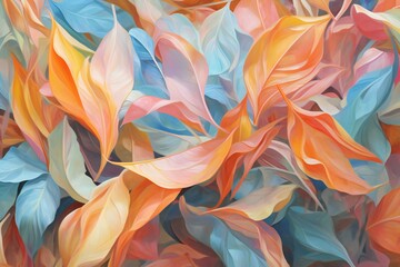 Abstract background with multicolored leafs, close-up