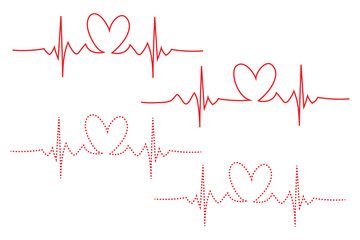 Ecg heart beat line icon symbol, Heart beat pulse hospital logo sign. Vector illustration.