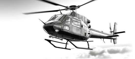 Black helicopter isolated on the white background