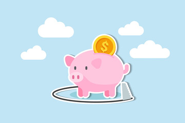 Financial mistake, investment risk and money loss in economic crisis or robbery and fraud concept, wealthy pink piggy bank being sawed under neath the floor to steal money.